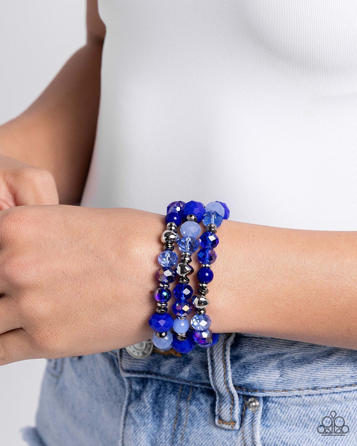 Stack of GLASS Blue Bracelets - Jewelry by Bretta