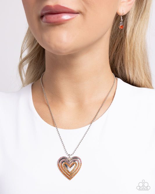 Hallucinatory Hearts Orange Heart Necklace - Jewelry by Bretta