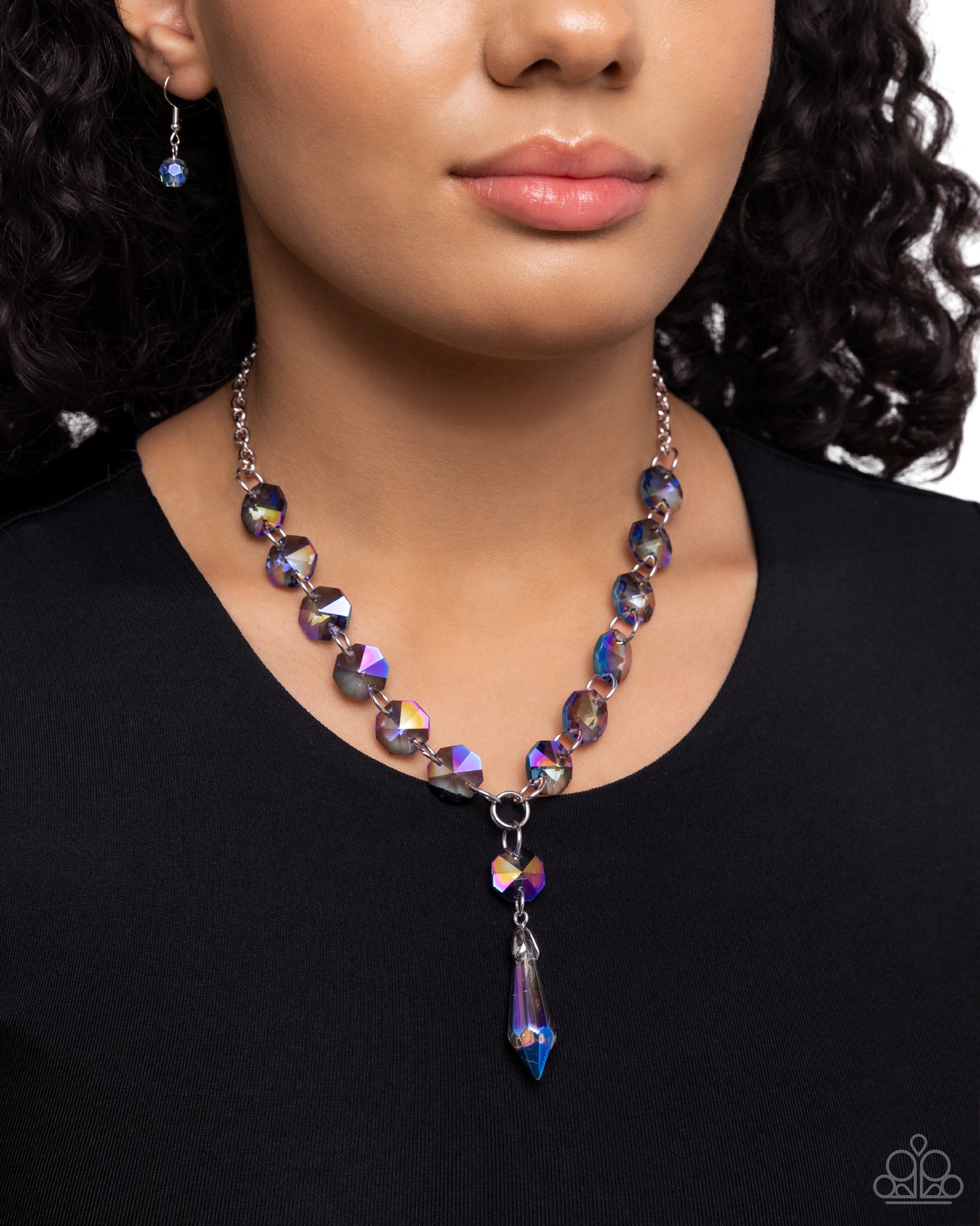Celestial Class Blue Multi Oil Spill Necklace Jewelry by Bretta