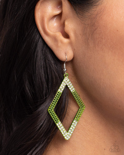 Eloquently Edgy Green Earrings - Jewelry by Bretta