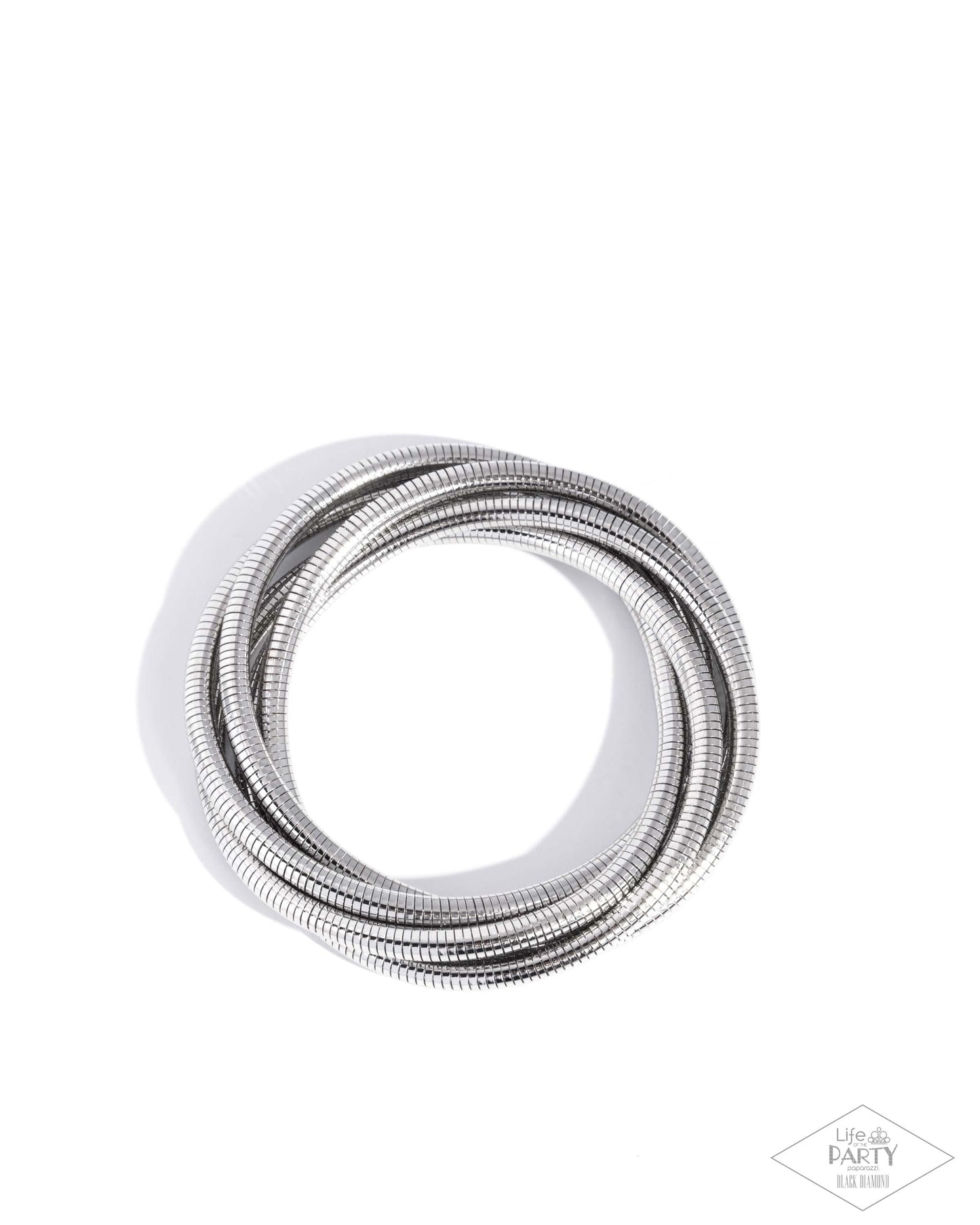 Coiled metal hose on a white background