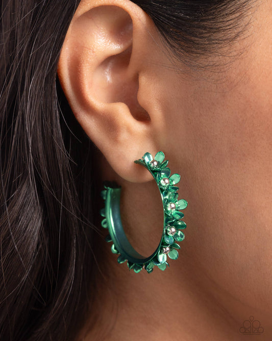 Fashionable Flower Crown Green Earrings - Jewelry by Bretta