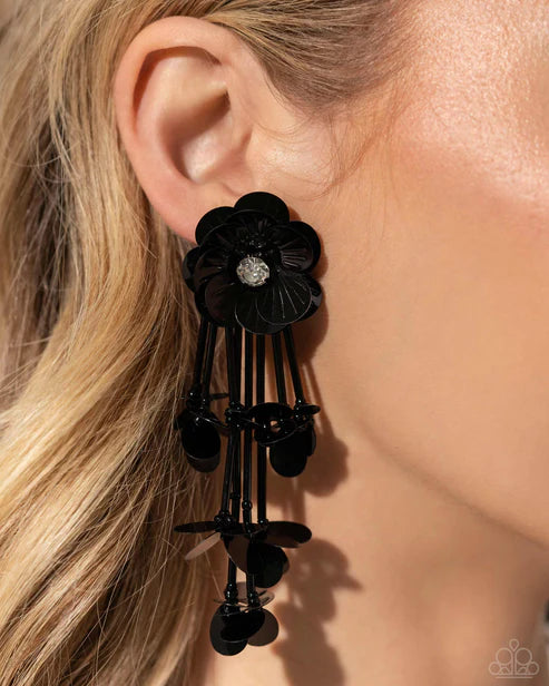 Floral Future Black Post Earrings - Jewelry by Bretta