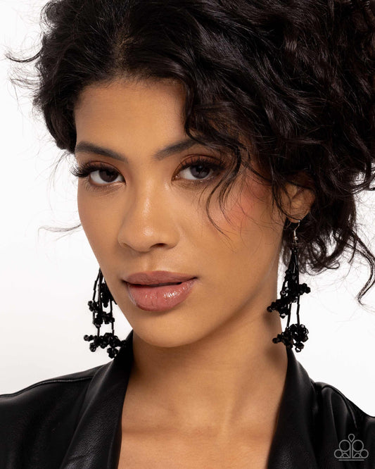 Petaled Precipitation Black Earrings - Jewelry by Bretta