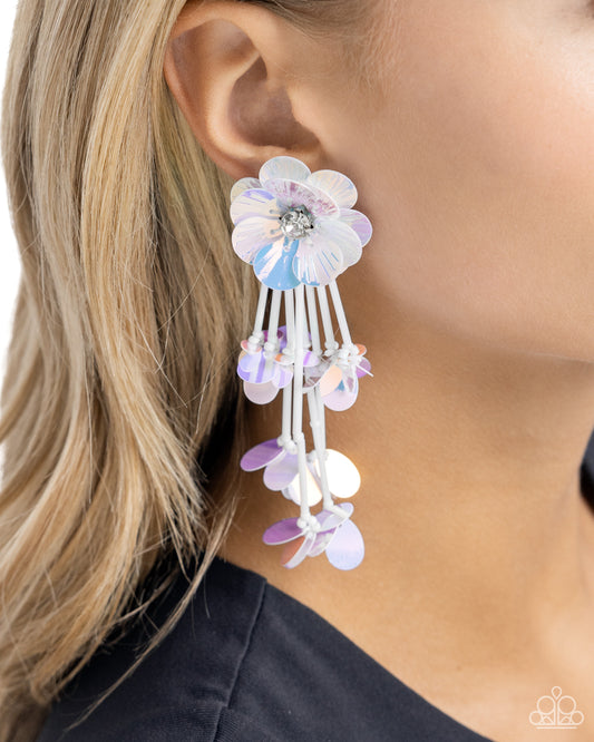 Floral Future White Earrings - Jewelry by Bretta