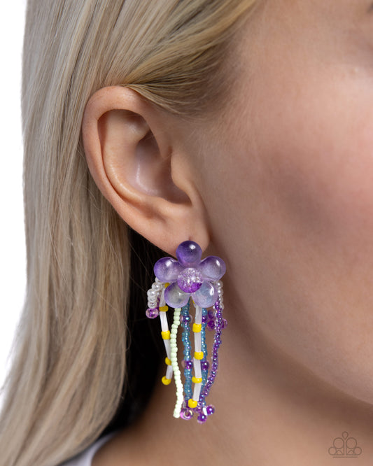 Japanese Blossoms Purple Earrings - Jewelry by Bretta