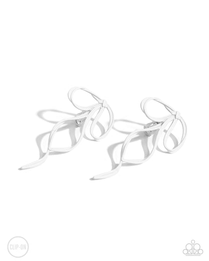 Vow To BOW White Earrings - Jewelry by Bretta