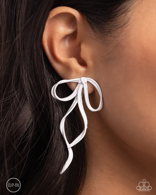 Vow To BOW White Earrings - Jewelry by Bretta