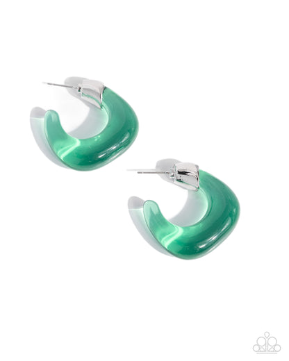 Clear Charm Green aHoop Earrings - Jewelry by Bretta