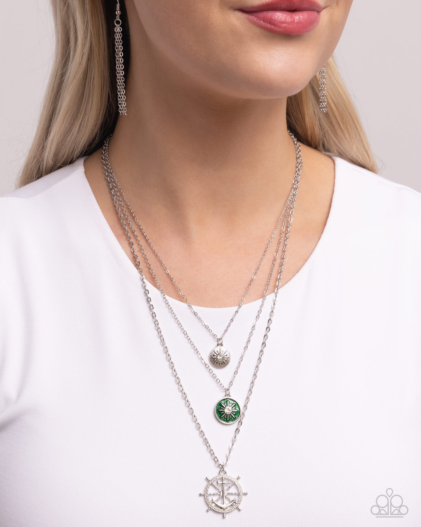 Anchor Arrangement Green Necklace - Jewelry by Bretta