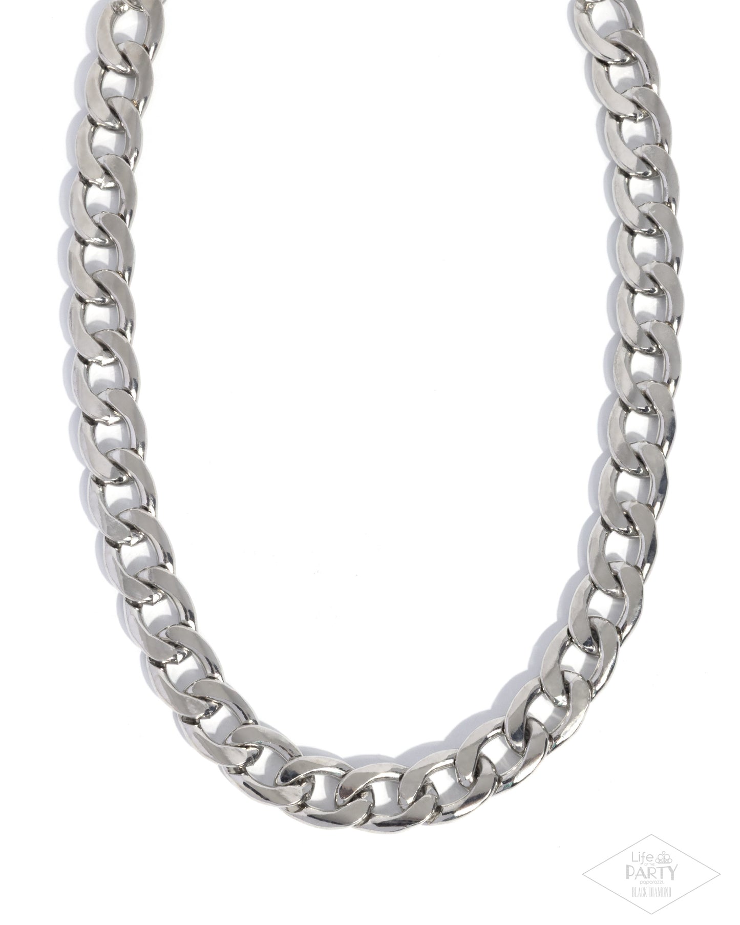 Silver chain necklace on a white background