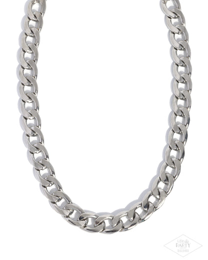Silver chain necklace on a white background