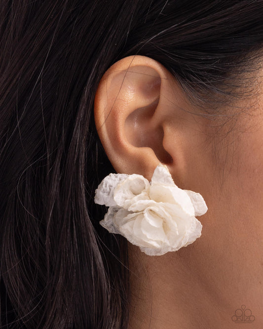 Tulle Twist White Earrings  - Jewelry by Bretta