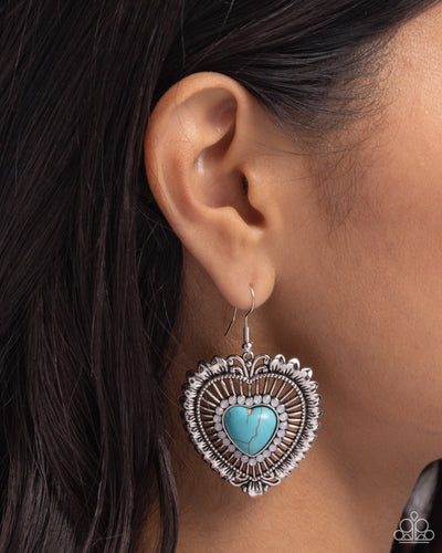 Antiqued Advocate Blue Turquoise Heart Earrings - Jewelry by Bretta
