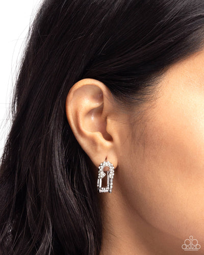 Safety Pin Secret White Earrings - Jewelry by Bretta