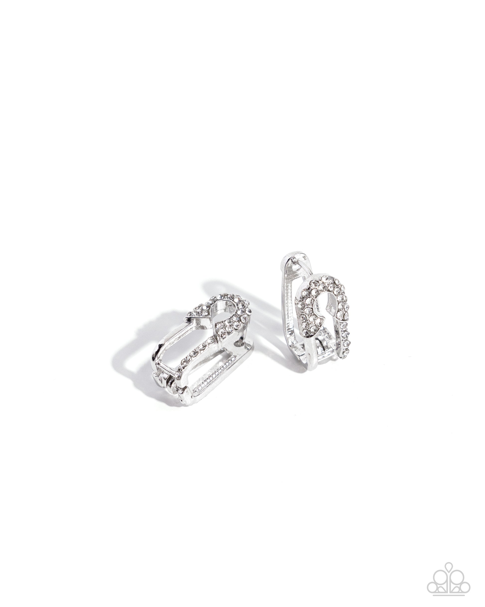 Safety Pin Secret White Earrings - Jewelry by Bretta