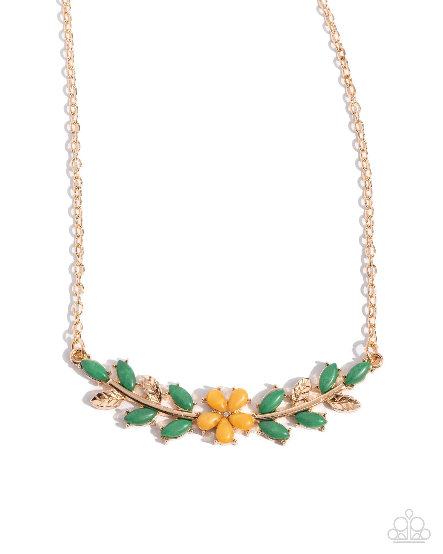 Leafy Layover Orange Necklace - Jewelry by Bretta