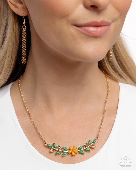 Leafy Layover Orange Necklace - Jewelry by Bretta