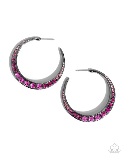 Embedded Edge Pink Hoop Earrings - Jewelry by Bretta