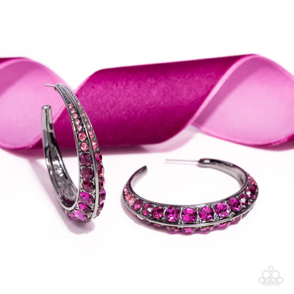 Embedded Edge Pink Hoop Earrings - Jewelry by Bretta