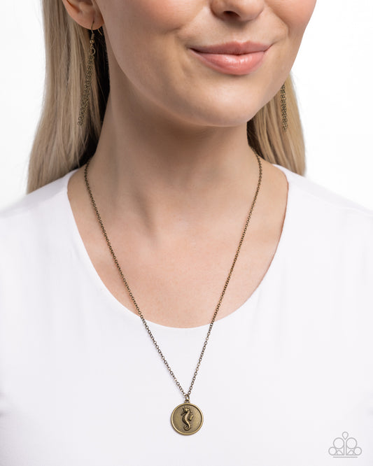 Seahorse Solo Brass Necklace - Jewelry by Brett