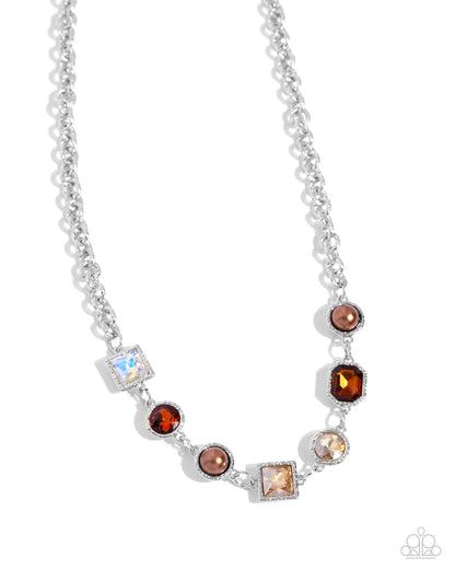 Bejeweled Bravado Brown Necklace - Jewelry by Bretta