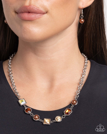 Bejeweled Bravado Brown Necklace - Jewelry by Bretta