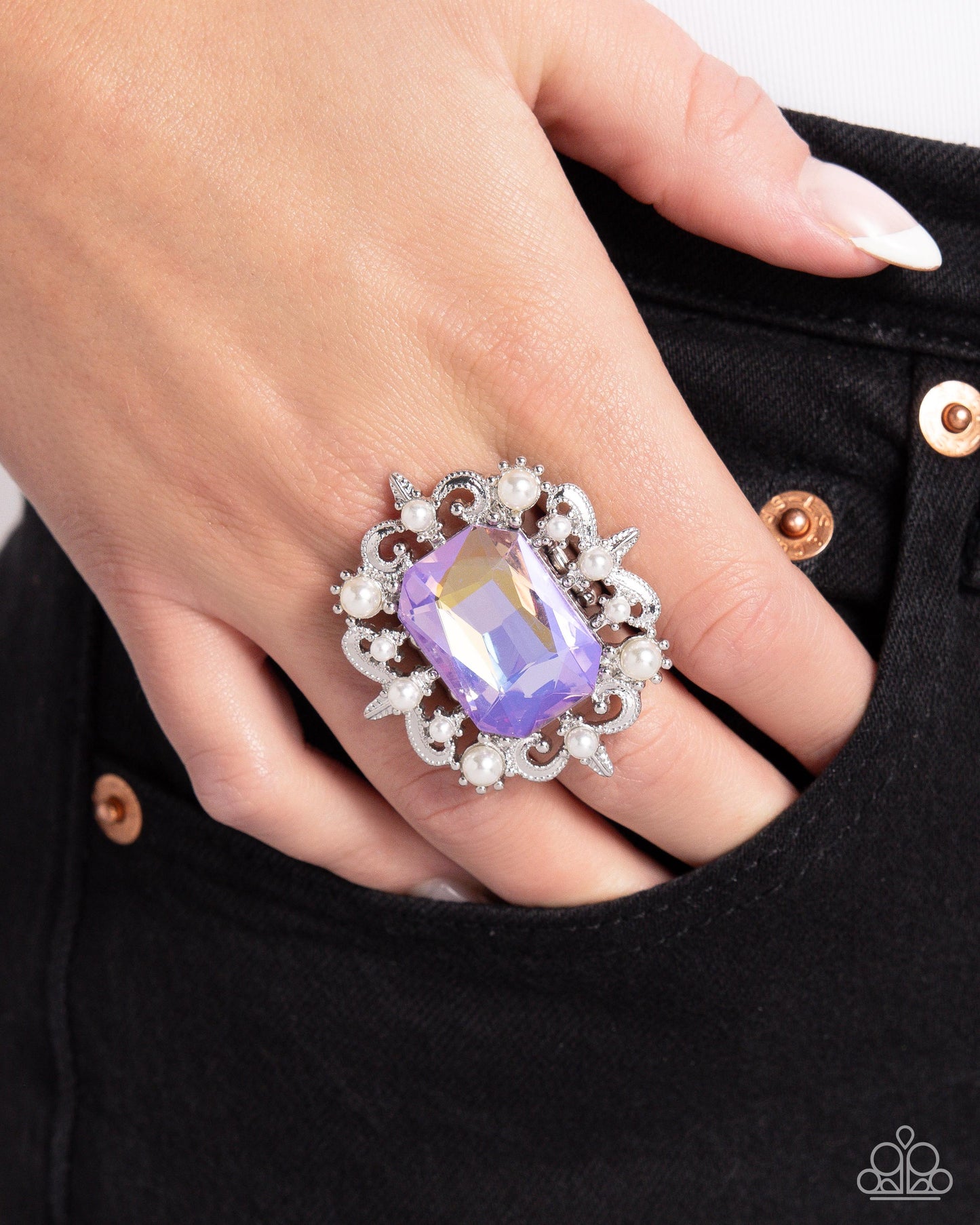 Framed Flourish Purple Ring - Jewelry by Bretta