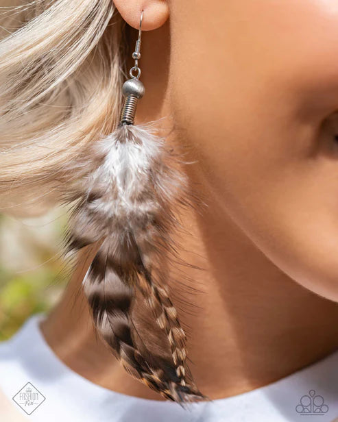 brown feather earrings