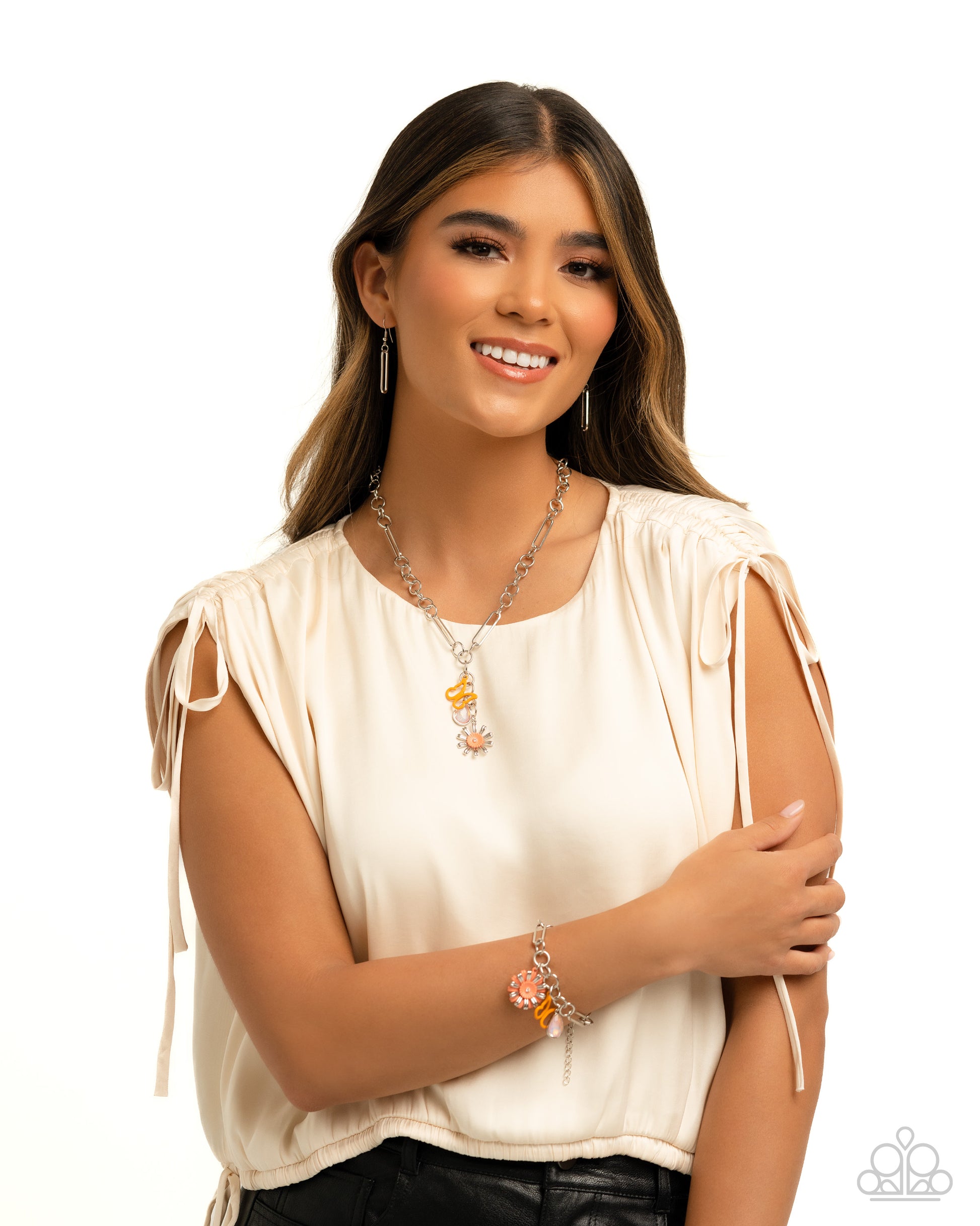 Aerial Adventure Orange Necklace and Bracelet Set  - Jewelry by Bretta