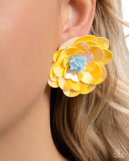 Floating Florals Yellow Earrings - Jewelry by Bretta