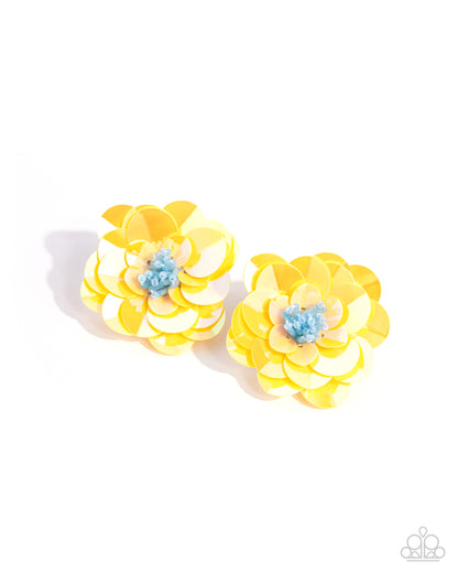 Floating Florals Yellow Earrings - Jewelry by Bretta