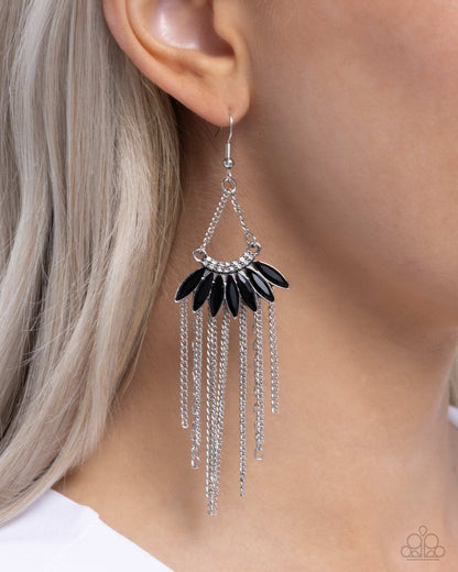 Fringe Feature Black Earrings  - Jewelry by Bretta 