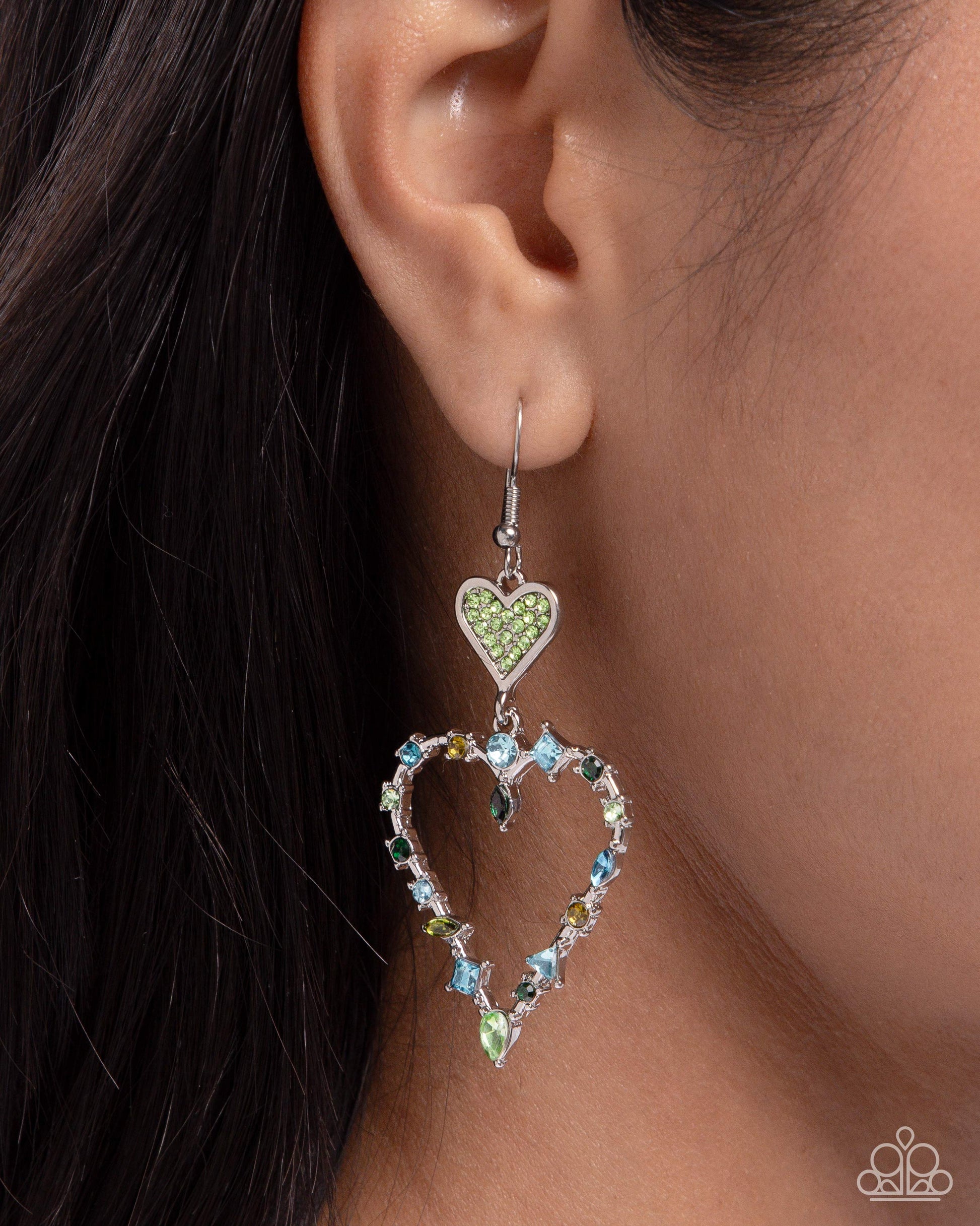 Parallel Passion Green Heart Earrings - Jewelry by Bretta