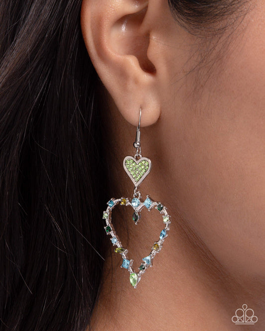 Parallel Passion Green Heart Earrings - Jewelry by Bretta