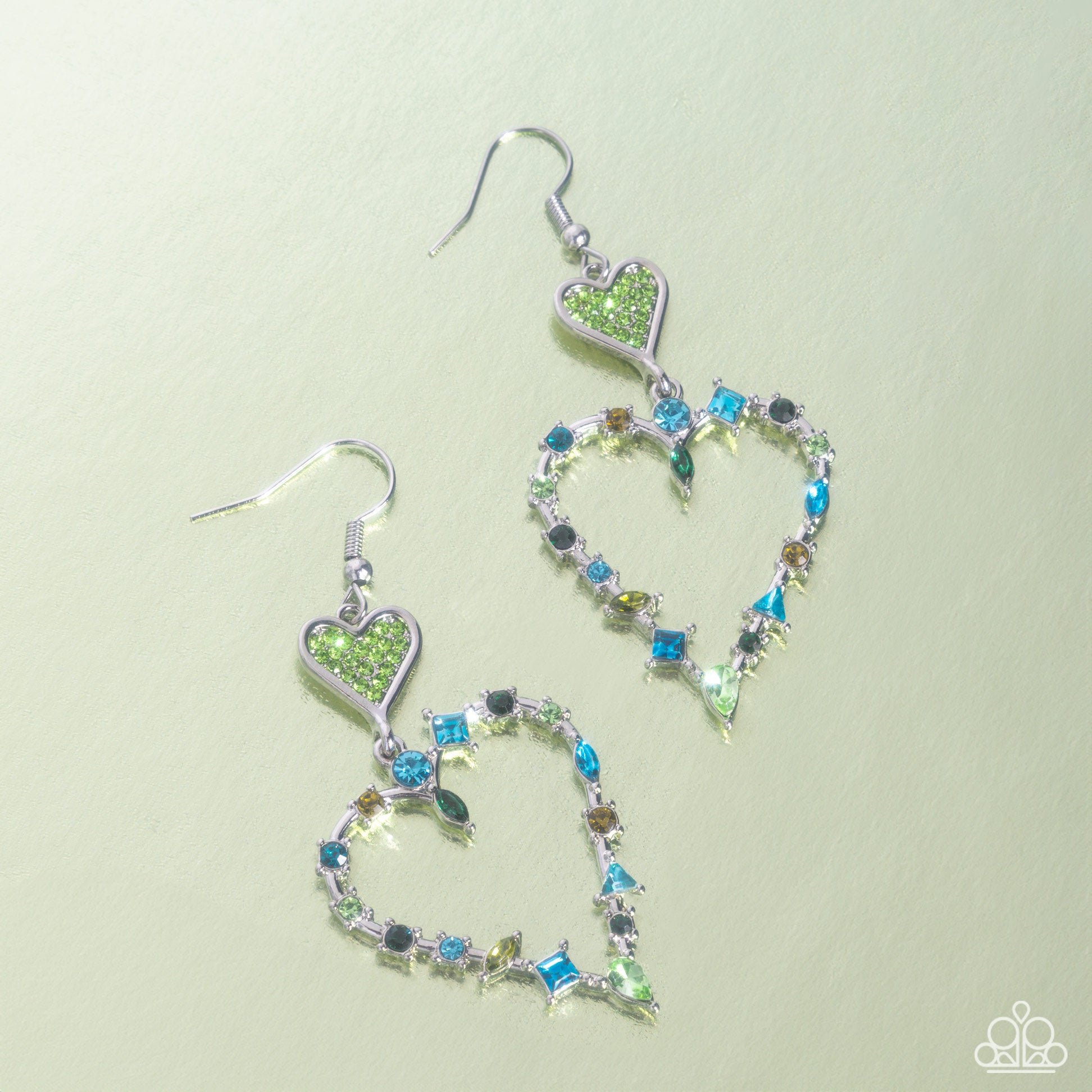 Parallel Passion Green Heart Earrings - Jewelry by Bretta