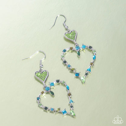 Parallel Passion Green Heart Earrings - Jewelry by Bretta