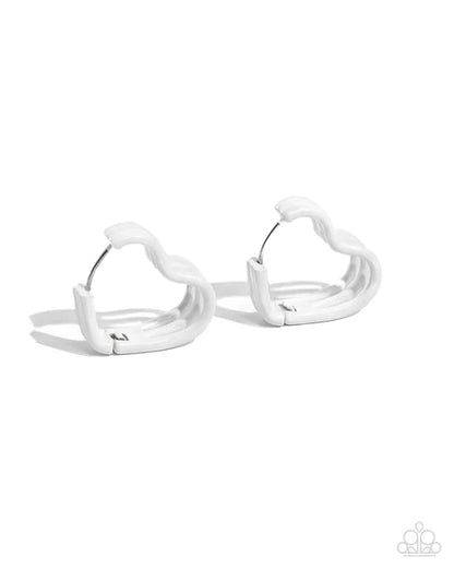 White hoop earrings on a white background