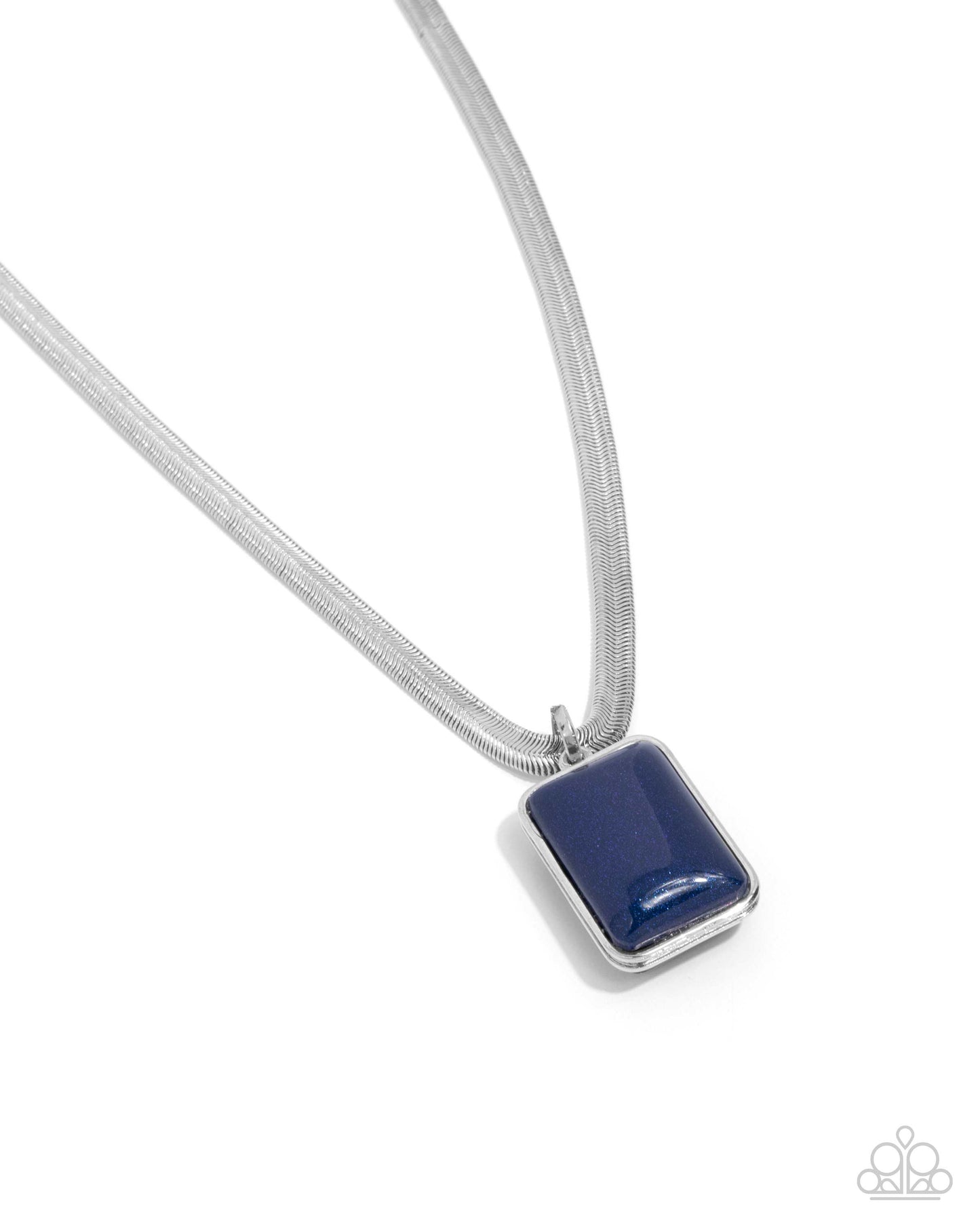 Necklace with a blue pendant on a white background