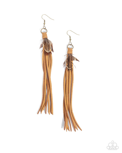 Feathered Festivity Brass Earrings - Jewelry by Bretta