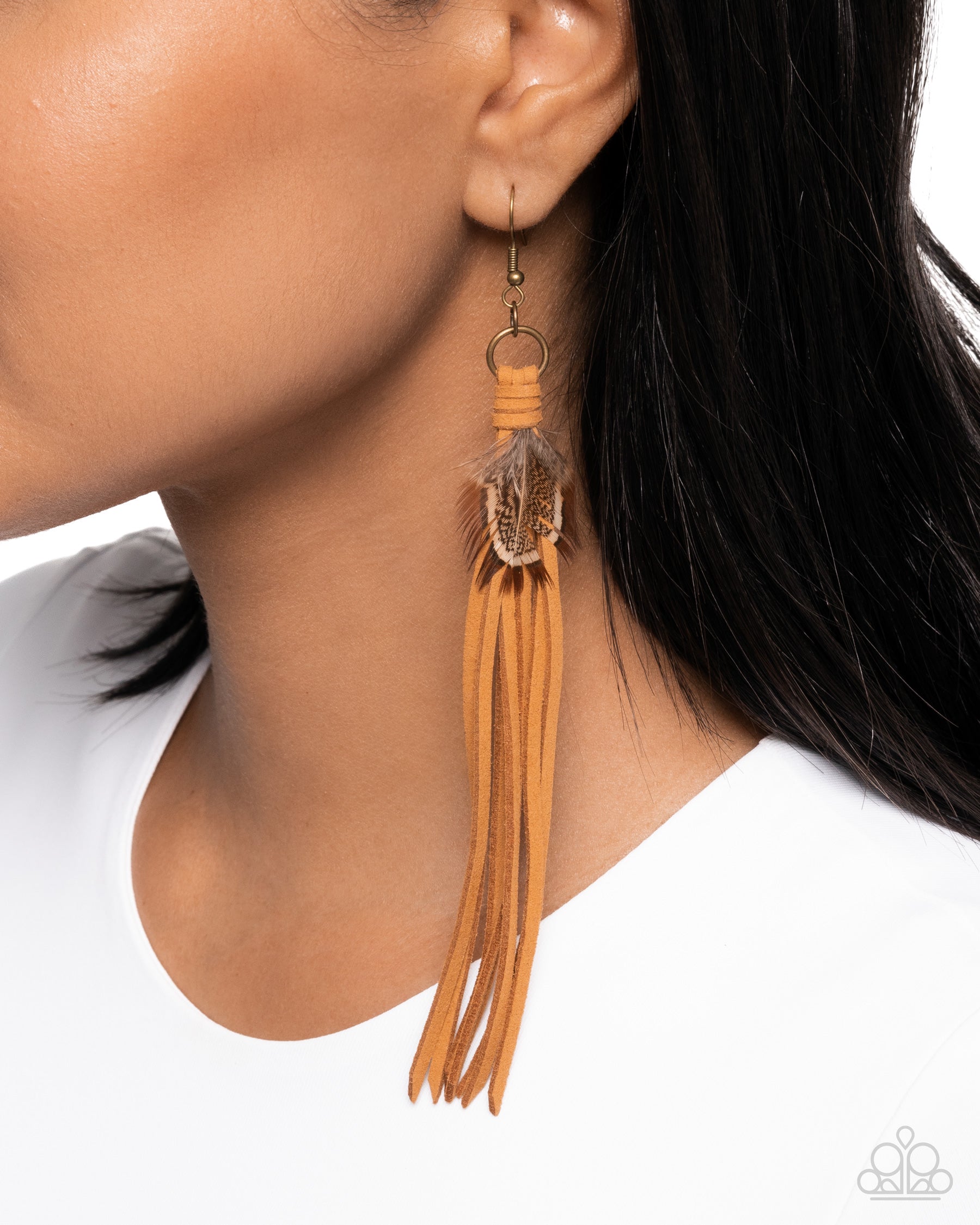 Feathered Festivity Brass Earrings - Jewelry by Bretta