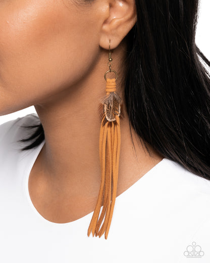 Feathered Festivity Brass Earrings - Jewelry by Bretta