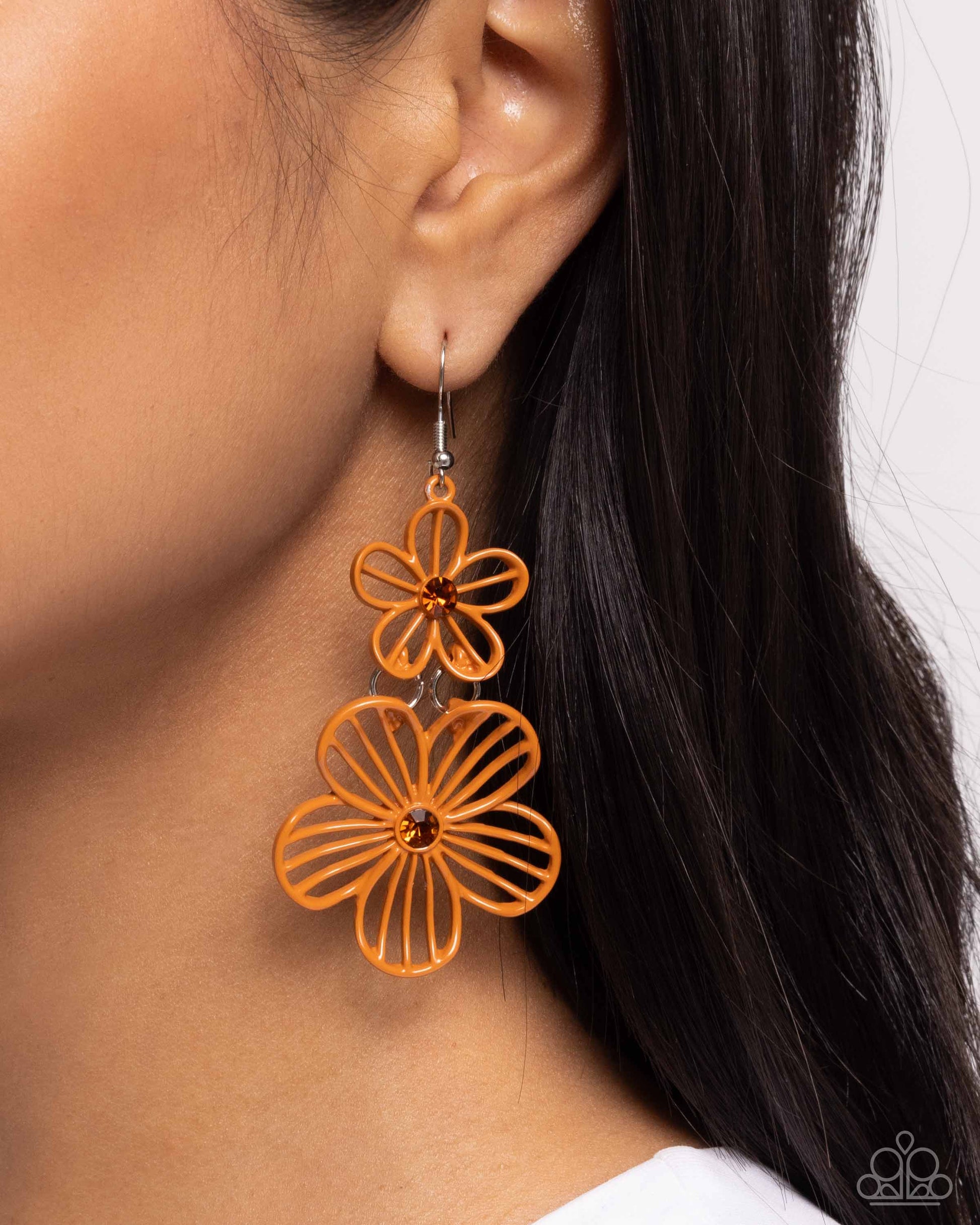 Textured Tiers Orange Earrings - Jewelry by Bretta