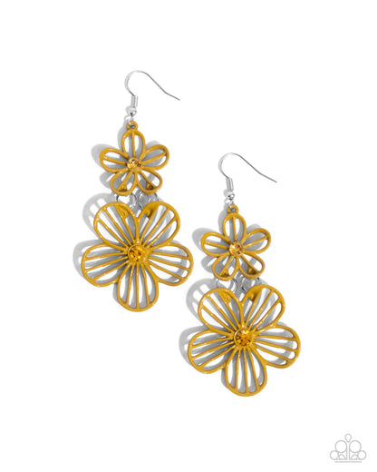 Textured Tiers Yellow Earrings - Jewelry by Bretta
