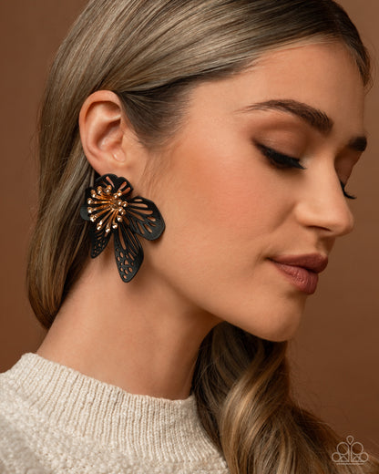 Wonderland Wallflower  Blac Earrings - Jewelry by Bretta