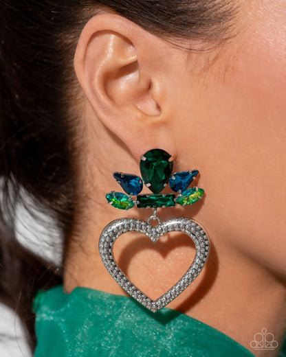 Pushing Perfection Green Heart Earrings - Jewelry by Bretta