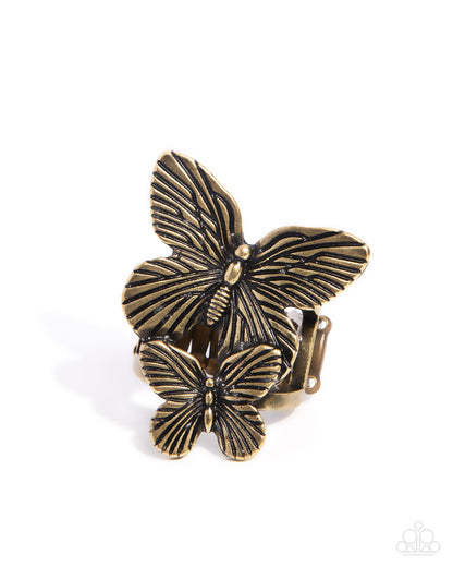 Drifting Duo Brass Butterfly Ring - Jewelry by Bretta