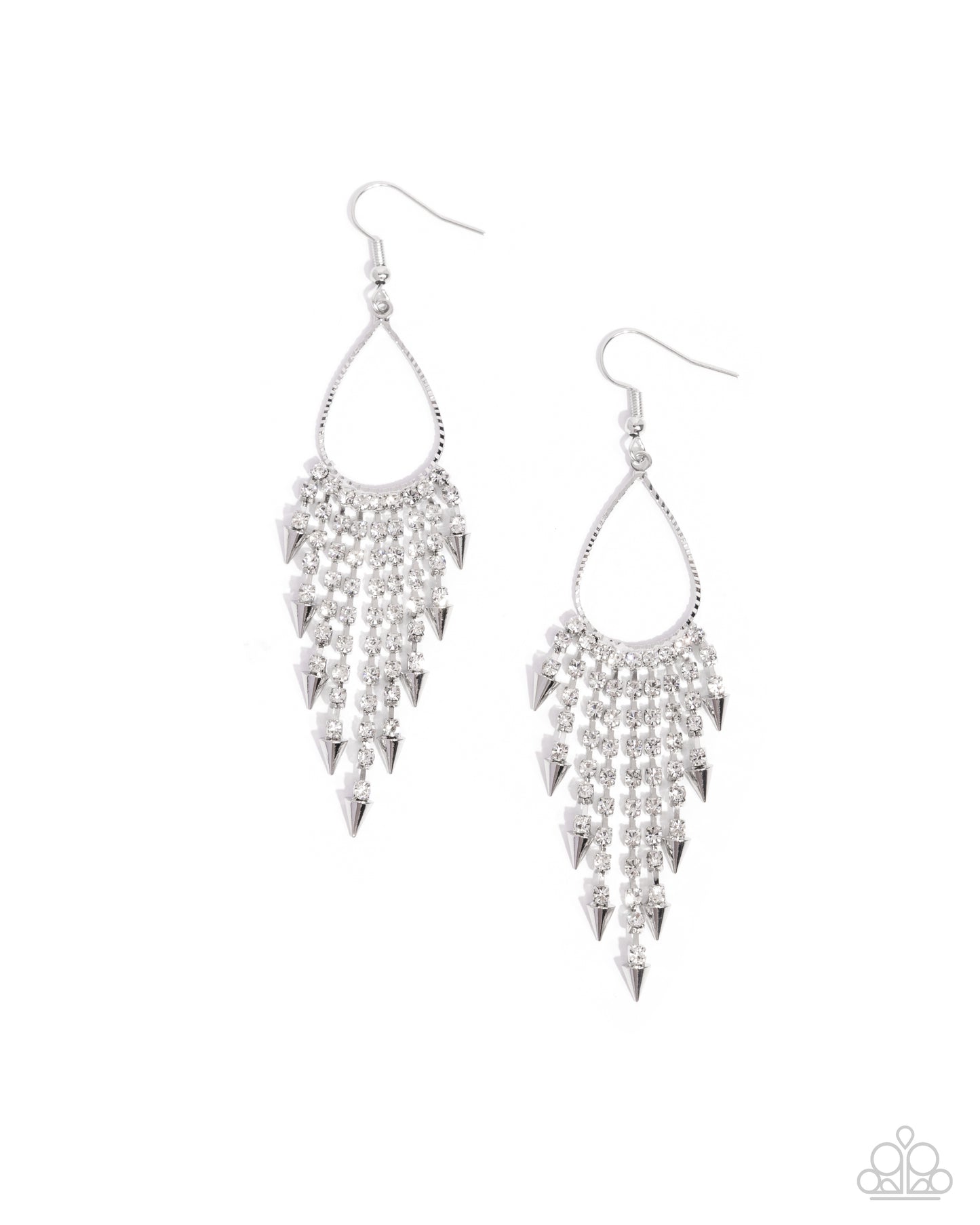 Sharp Streaming White Earrings - Jewelry by Bretta