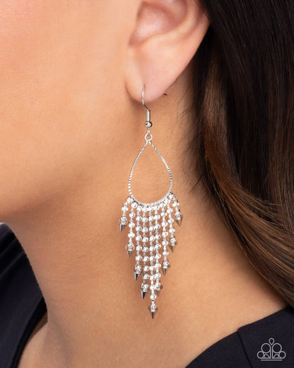 Sharp Streaming White Earrings - Jewelry by Bretta