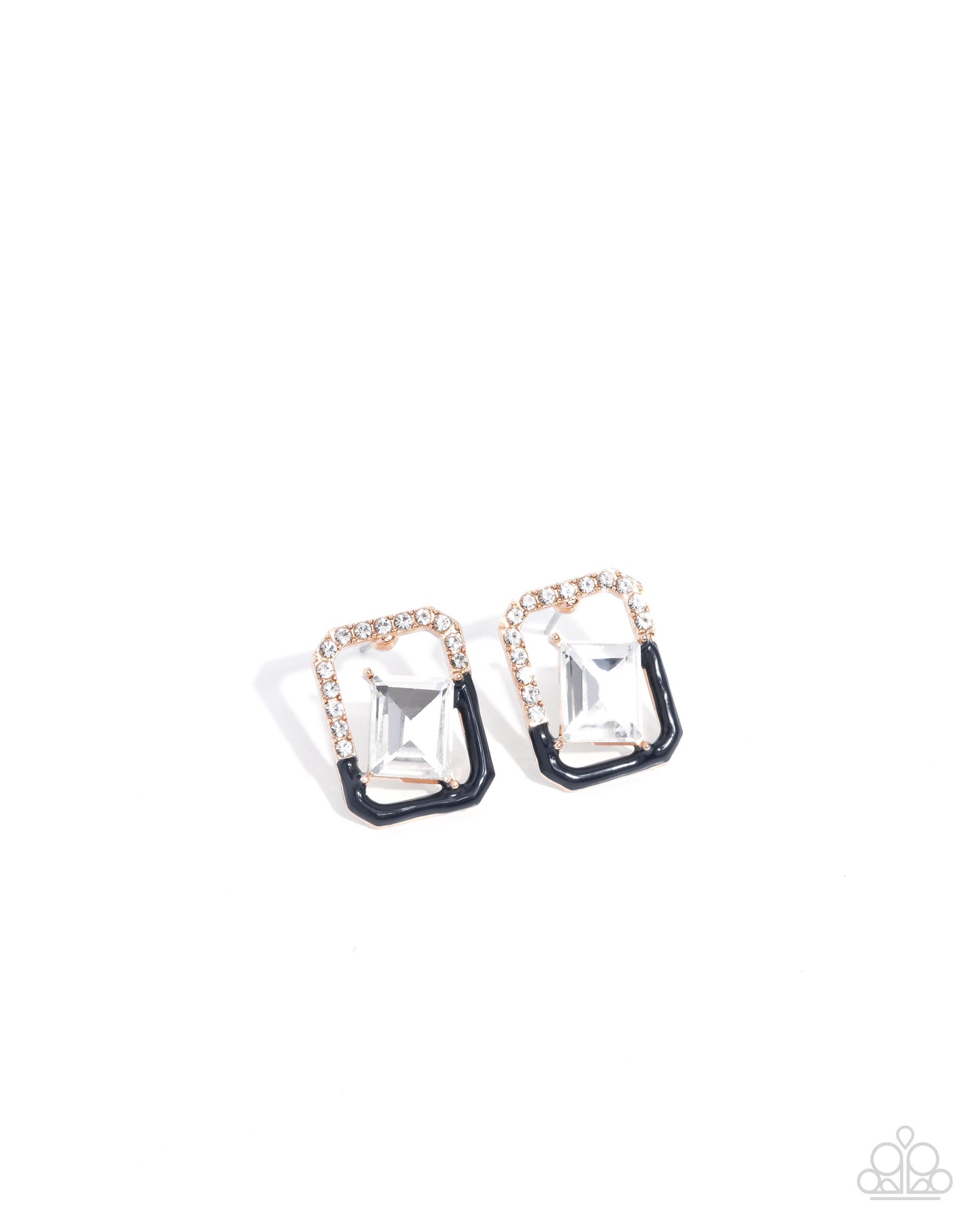 Pair of earrings with clear gemstones on a white background
